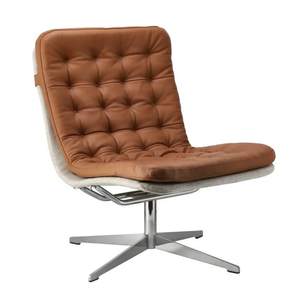 1898 Fauteuil Loholm avec fonction pivotante Cognac cuir huilé-Bern Beige 0341