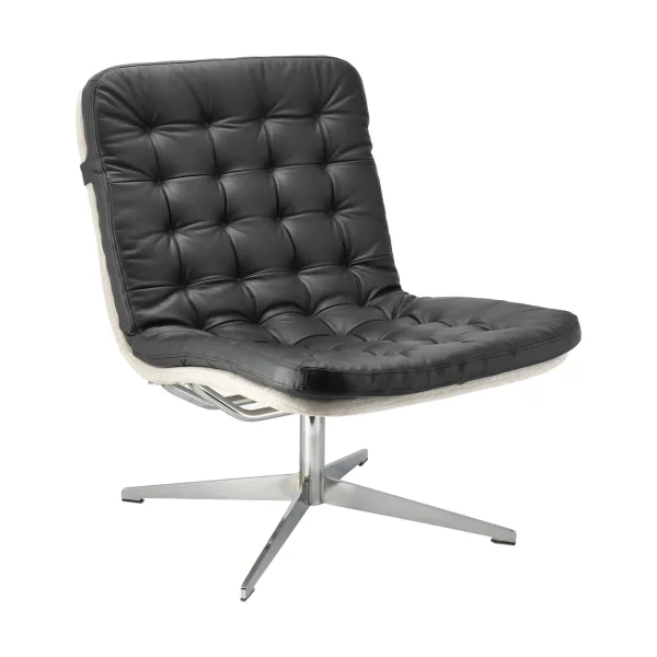 1898 Fauteuil Loholm avec fonction pivotante Noir cuir huilé-Bern Beige 0341