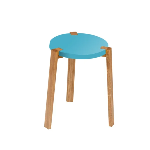 A2 Tabouret Happy turquoise, pieds en chêne