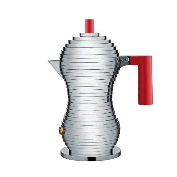 Alessi Pulcina Cafetière à espresso 3 Tasses Poignée rouge
