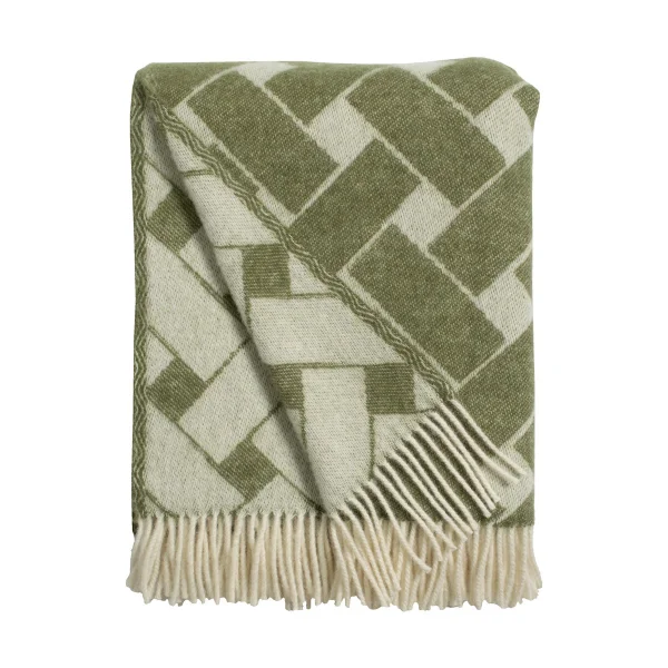 Almedahls Plaid en tricot 130x170 cm Vert-blanc cassé