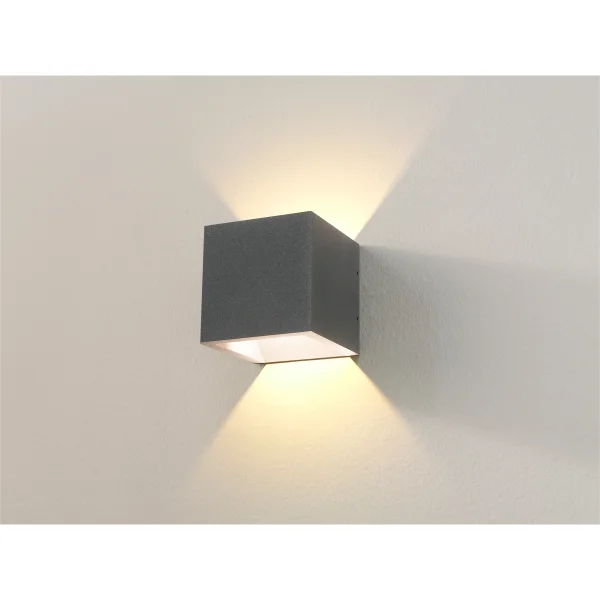 Artdelight Cube - Applique d'extérieur - 10 x 10 x 10 cm - 6W LED dimmable inclus - IP54 - graphite