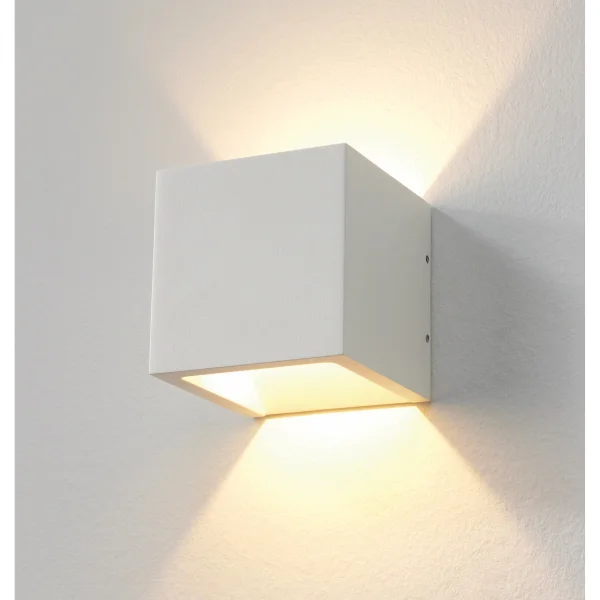 Artdelight Cube - applique murale extérieure - 10 x 10 x 10 cm - 6W LED dimmable inclus - IP54 - blanc