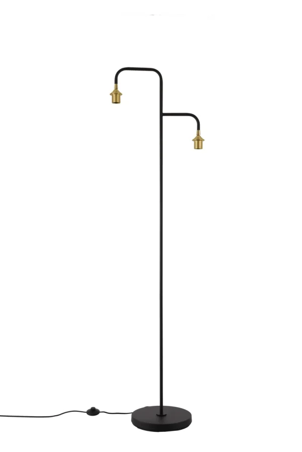 Artdelight Dajano - lampadaire 2L - 30 x 45 x 175 cm - noir avec or