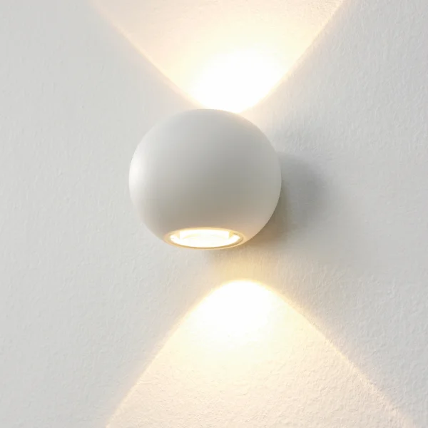 Artdelight Denver - Applique d'extérieur - Ø 10 cm - 2 x 4W LED dimmable inclus - IP54 - blanc