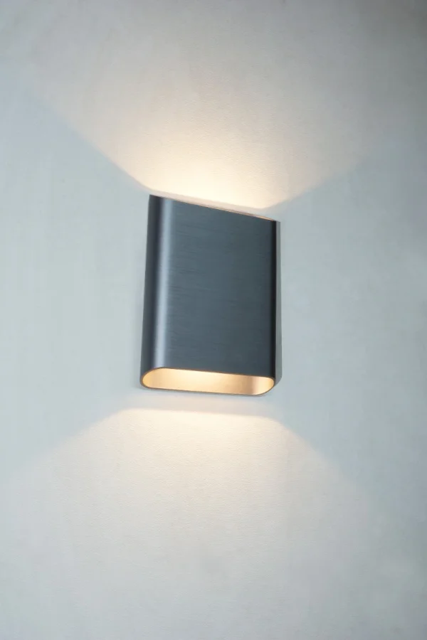 Artdelight Diaz Large - applique murale - 4 x 14,5 x 20 cm - 2 x 6W LED inclus - IP65 - métal brossé