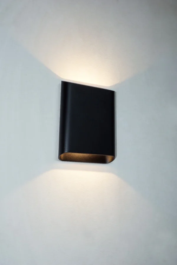 Artdelight Diaz Large - applique murale - 4 x 14,5 x 20 cm - 2 x 6W LED inclus - IP65 - noir