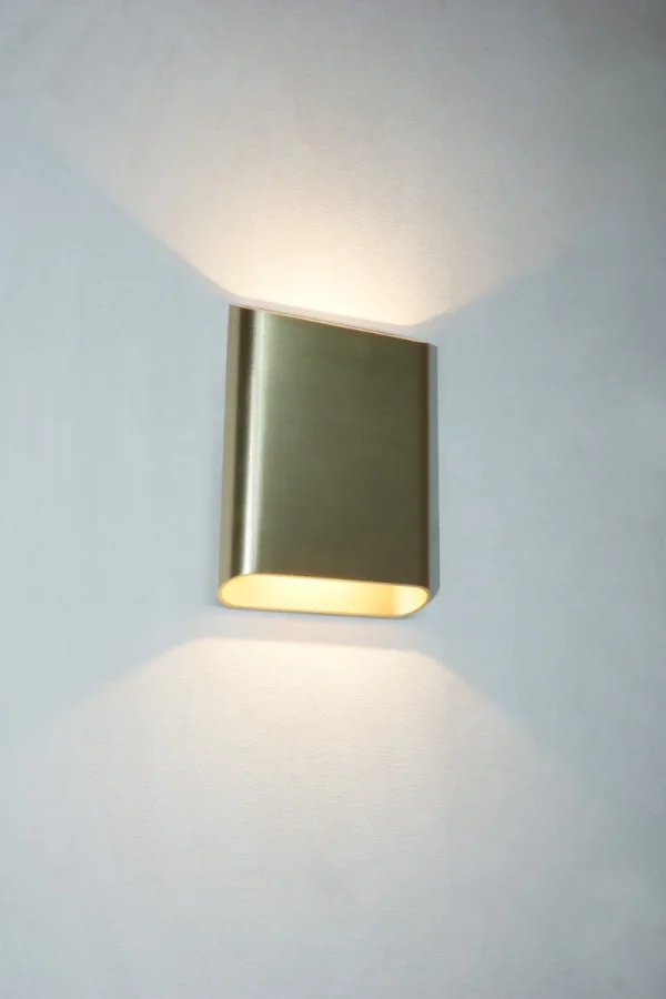 Artdelight Diaz Large - applique murale - 4 x 14,5 x 20 cm - 2 x 6W LED inclus - IP65 - or brossé