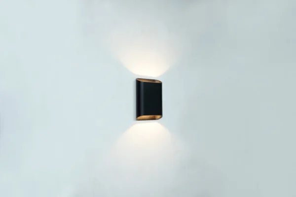 Artdelight Diaz Small - applique murale - 4 x 10 x 15 cm - 2 x 3W LED inclus - IP54 - noir