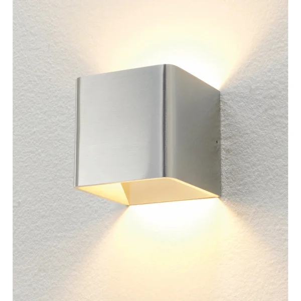 Artdelight Fulda - applique murale - 10 x 10 x 10 cm - 6W LED dimmable inclus - aluminium brossé