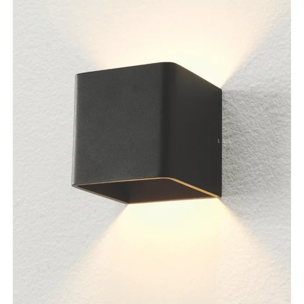 Artdelight Fulda - applique murale - 10 x 10 x 10 cm - 6W LED dimmable inclus - dim to warm - noir