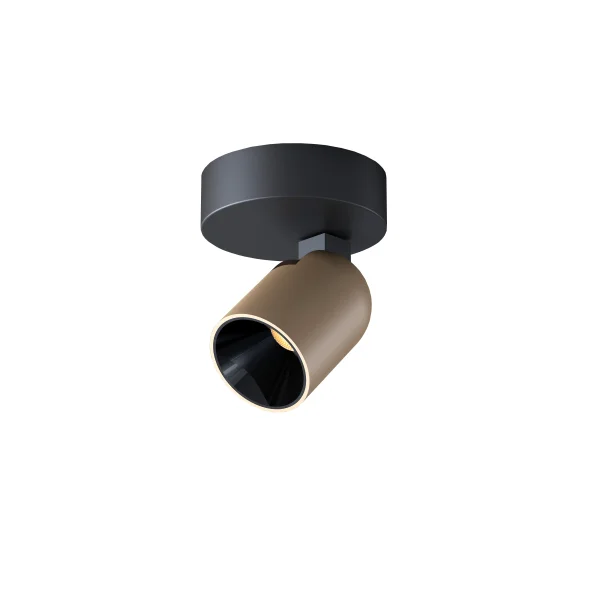 Artdelight Houston - spot en saillie 1 lumière - Ø 10 x 12,5 cm - 8W LED dimmable inclus - noir et champagne