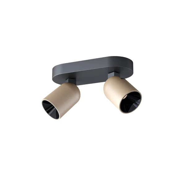 Artdelight Houston - spot en saillie 2 lumières - 20 x 9 x 12,1 cm - 2 x 8W LED dimmable inclus - noir et champagne