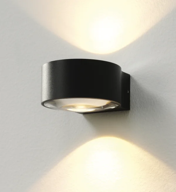 Artdelight Hudson - applique murale - 10,5 x 11,8 x 6,5 cm - 2 x 4W LED dimmable inclus - IP54 - noir