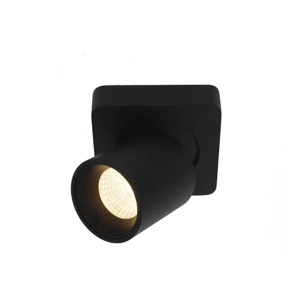 Artdelight Laguna - spot en saillie 1L - 10 x 10 x 9,5 cm - 6W LED dimmable inclus - noir