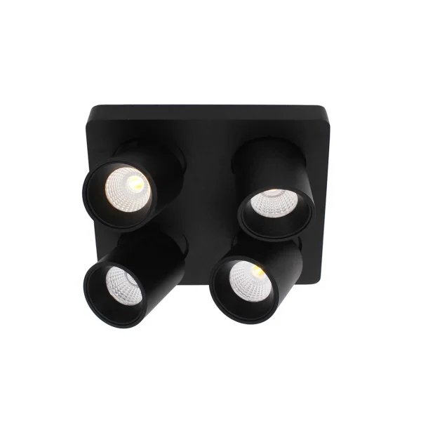 Artdelight Laguna - spot en saillie 4L - 22 x 22 x 9,5 cm - 4 x 6W LED dimmable inclus - noir