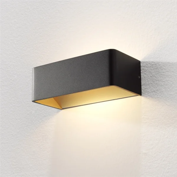 Artdelight Mainz - applique murale - 20 x 10 x 7 cm - 2 x 3W LED dimmable inclus - noir et or mat