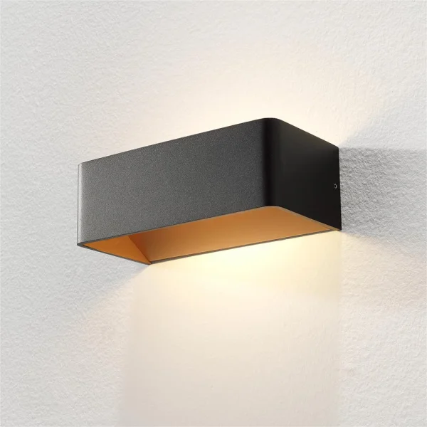 Artdelight Mainz - applique murale - 20 x 10 x 7 cm - 2 x 3W LED dimmable inclus - noir et or
