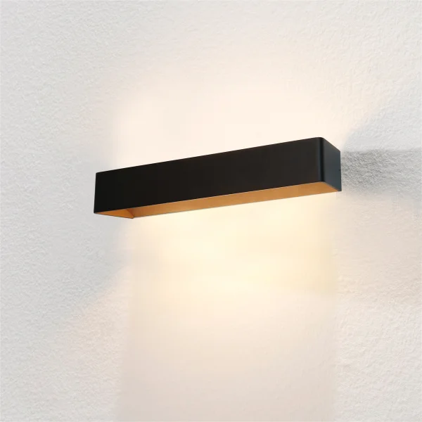 Artdelight Mainz XL - applique murale - 50 x 10 x 7 cm - 2 x 6,3W LED dimmable inclus - noir et or
