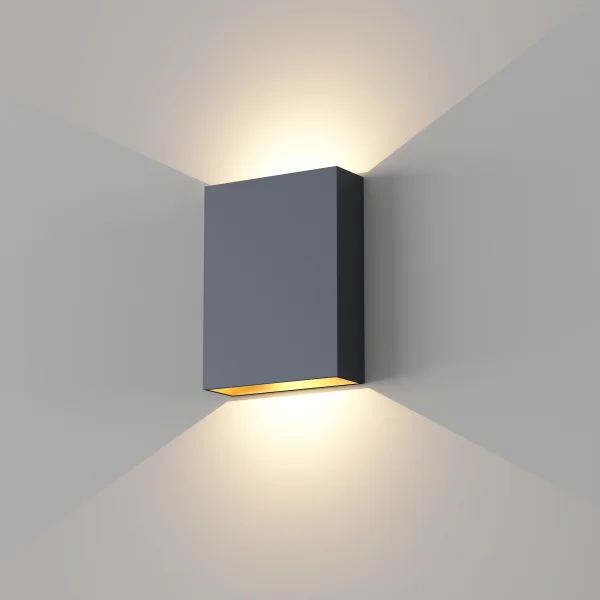 Artdelight Memphis - applique murale - 4 x 12 x 16 cm - 2 x 6W LED inclus - IP65 - noir et or
