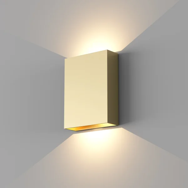 Artdelight Memphis – applique murale – 4 x 12 x 16 cm – 2 x 6W LED inclus – IP65 – or brossé