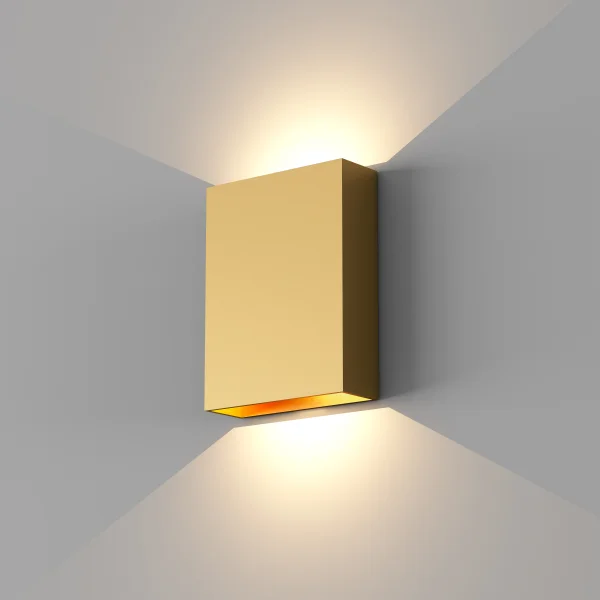 Artdelight Memphis – applique murale – 4 x 12 x 16 cm – 2 x 6W LED inclus – IP65 – or chaud