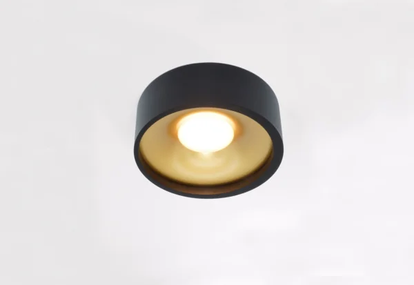 Artdelight Orlando - plafonnier - Ø 14 x 5 cm - 10W LED dimmable inclus - noir et or mat