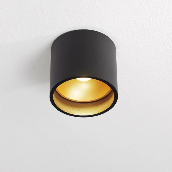 Artdelight Ormond - plafonnier - Ø 11 x 10 cm - 7W dimmable LED inclus - IP54 - noir et or mat