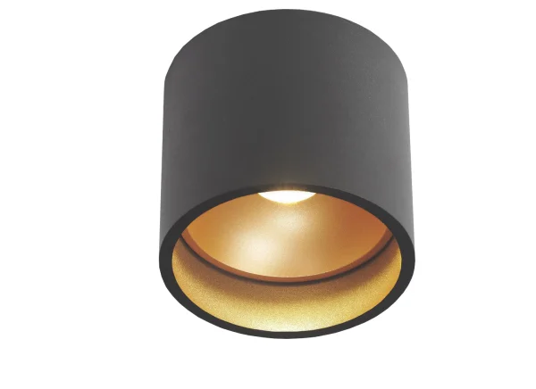 Artdelight Ormond - plafonnier - Ø 11 x 10 cm - 7W dimmable LED inclus - IP54 - noir/doré