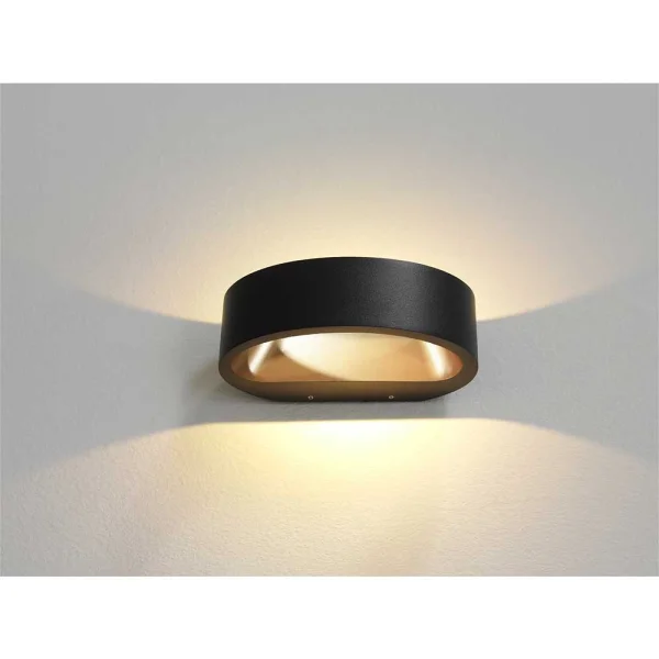 Artdelight Sharp - applique murale d'extérieur - 19 x 10 x 7 cm - 7,2W LED dimmable inclus - IP65 - noir et or