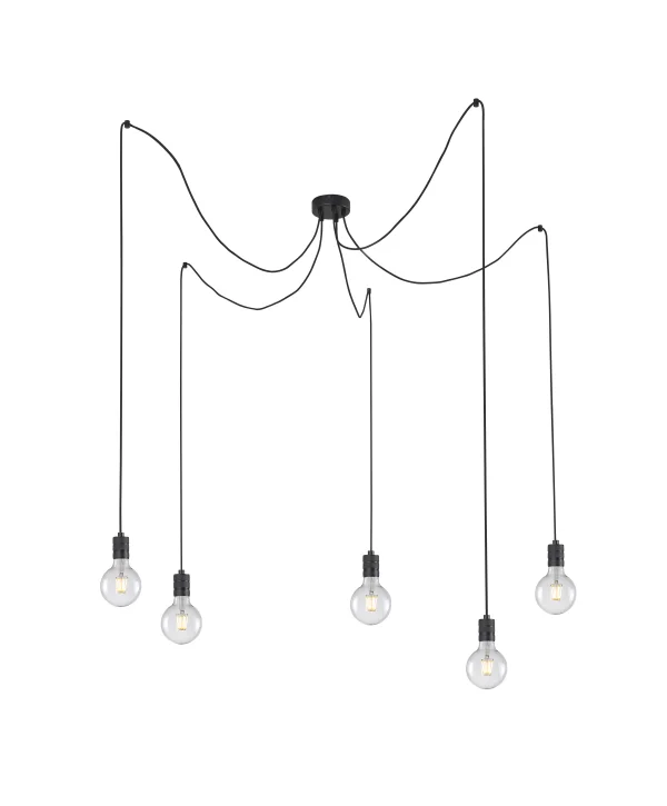 Artdelight Spin – suspension 5 lumières – Ø 4,7 x 7,5 cm – noir