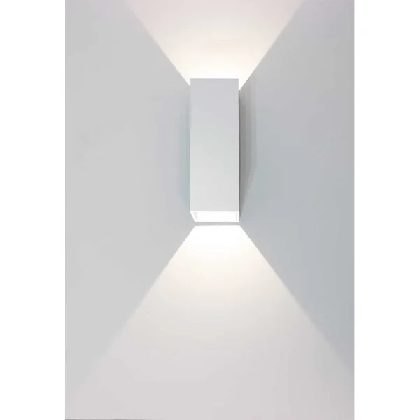 Artdelight Vegas - Applique d'extérieur - 5 x 5 x 15 cm - 2 x 1,5W LED inclus - IP65 - blanc