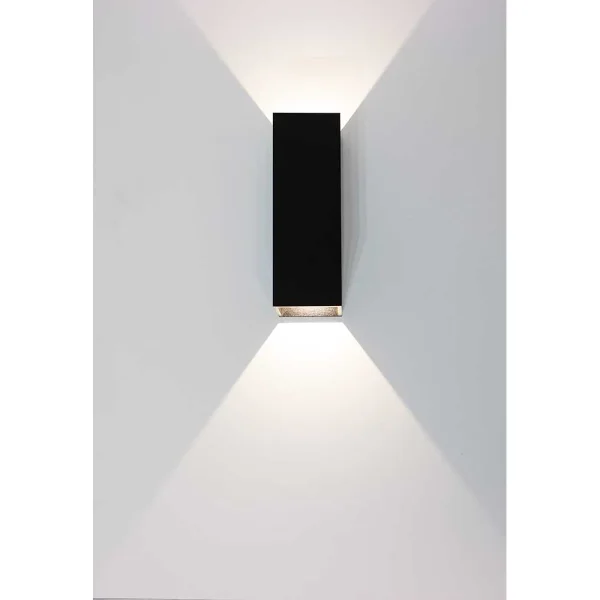 Artdelight Vegas - applique murale extérieure - 5 x 5 x 15 cm - 2 x 1,5W LED inclus - IP65 - noir