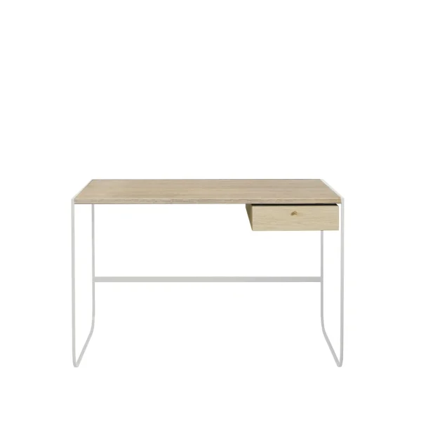 Asplund Bureau Tati chêne teinté blanc (p2), 1 tiroir p2, support blanc