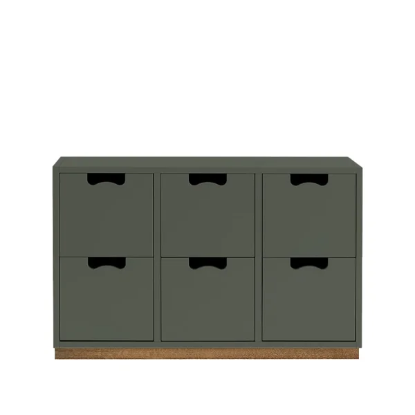 Asplund Commode Snö B2 green khaki, support en chêne