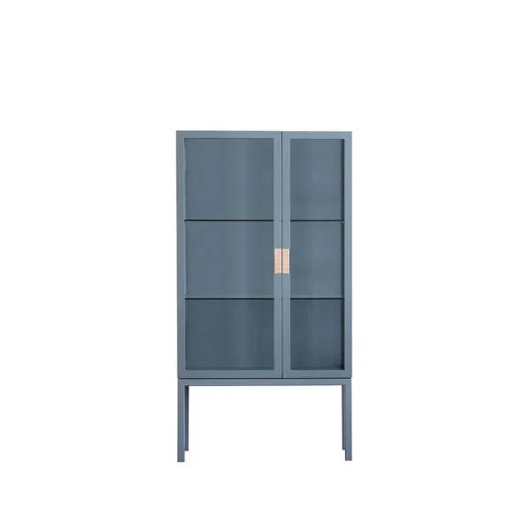 Asplund Frame Semi Vitrine nordic blue, poignée en cuir naturel