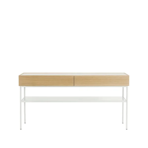 Asplund Luc 160 table console chêne teinté blanc (p2), plateau en marbre, support white