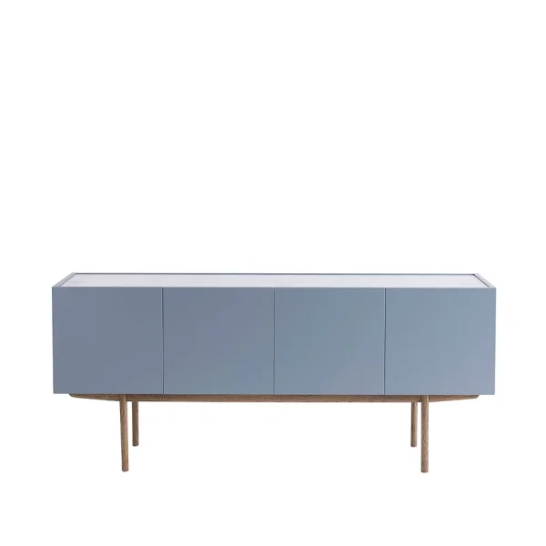 Asplund Luc Deluxe 160 table d'appoint nordic blue, dessus carrara , pieds p4, portes