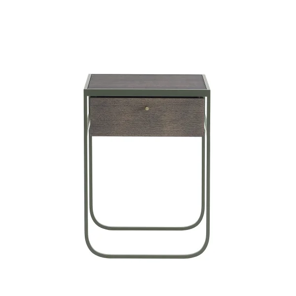 Asplund Nati Tati Drawer table de chevet green khaki, chêne fumé