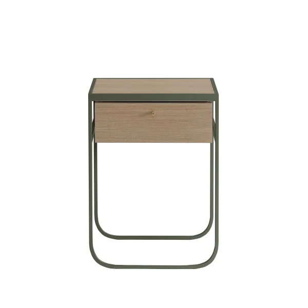 Asplund Nati Tati Drawer table de chevet green khaki, chêne laqué blanc