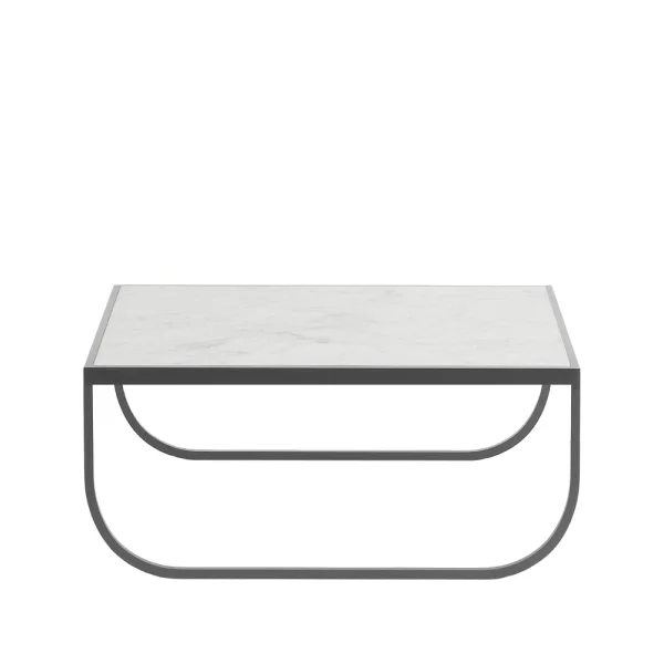 Asplund Table basse Tati High marbre blanc, support storm grey