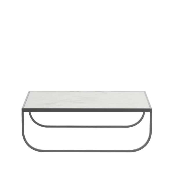 Asplund Table basse Tati Low marble blanc, support storm grey