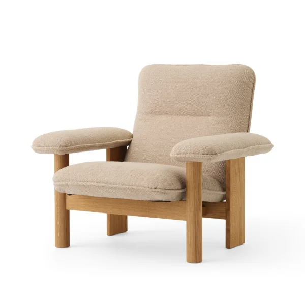 Audo Copenhagen Fauteuil Brasilia Oiled oak-Bouclé 02 beige