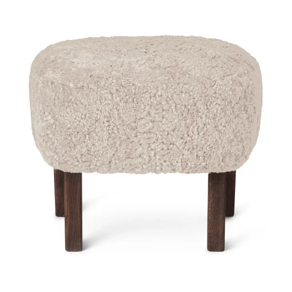 Audo Copenhagen Pouf Ingeborg Peau de mouton Moonlight-pieds chêne fumé