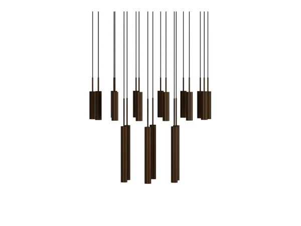 Audo Copenhagen - Suspension Tubulaire 20 à 20 ampoules, aluminium/bronze