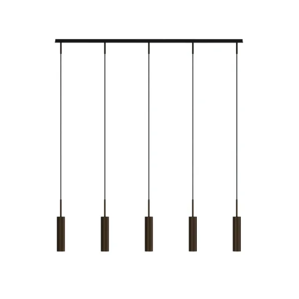 Audo Copenhagen - Suspension Tubulaire Rail à 5 lampes bronze aluminium,