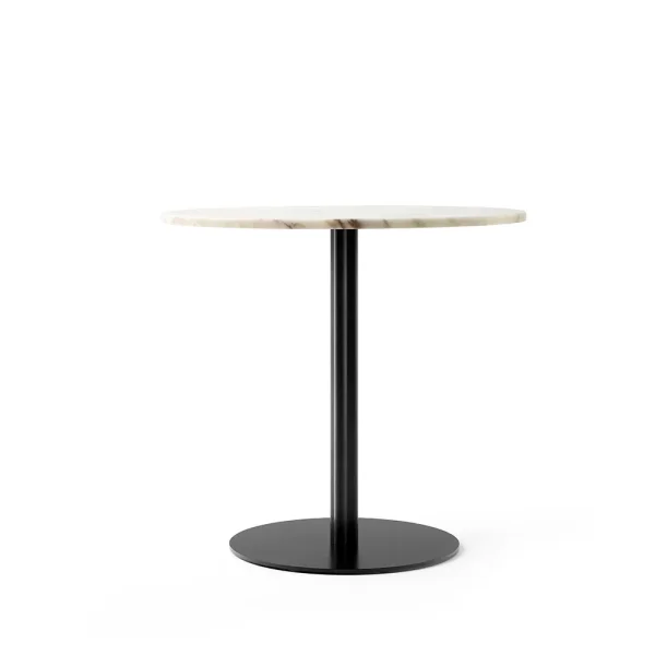 Audo Copenhagen Table à manger Harbour Column Marble off white-structure noire, Ø80 cm