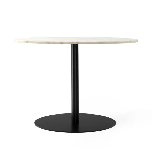 Audo Copenhagen Table à manger Harbour Column marble offwhite, ø105 cm, structure noire