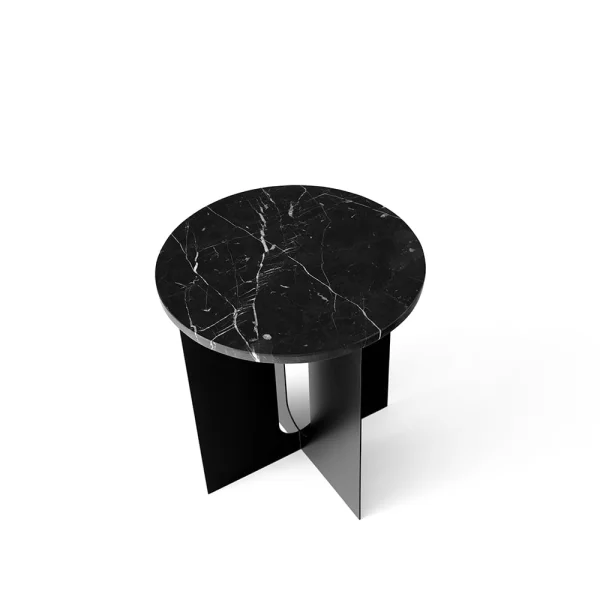 Audo Copenhagen Table d'appoint Androgyne marble black, ø 42 cm, structure en acier noir