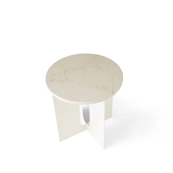 Audo Copenhagen Table d'appoint Androgyne marble ivory, ø 42 cm, structure en acier ivoire